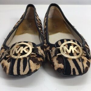 Michael Kors Hair Calf Leather Upper Leopard 🐆 Print Flat Driving Shoes